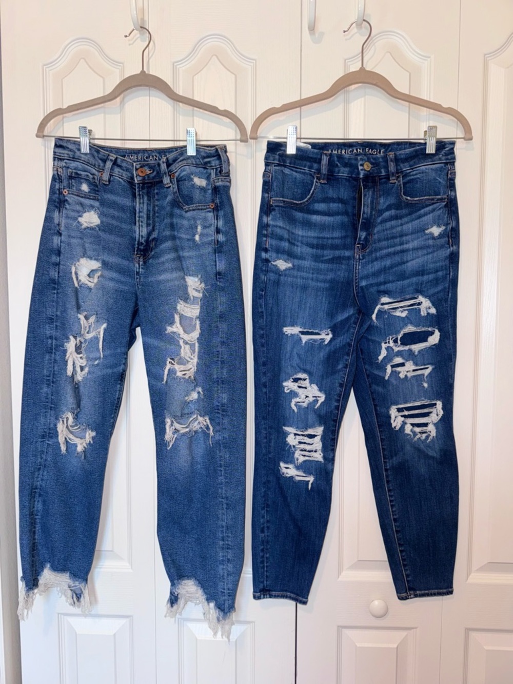 American Eagle Outfitters Women’s Distressed Boyfriend Jeans - Dark Blue